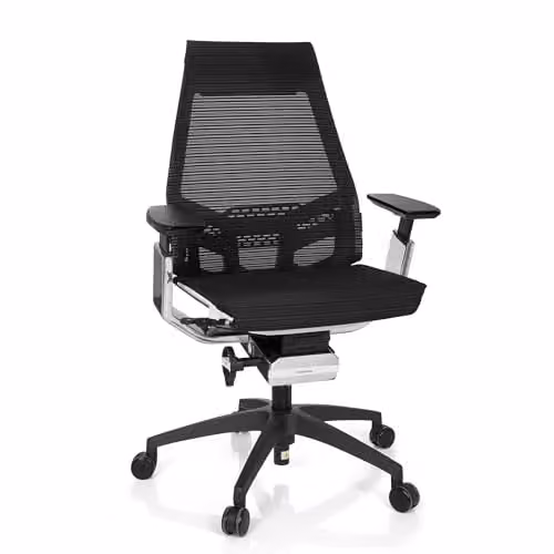 hjh OFFICE GENIDIA SMART WHITE CM ergonomische bureaustoel met verstelbare armleuningen, zwart, wit chroom