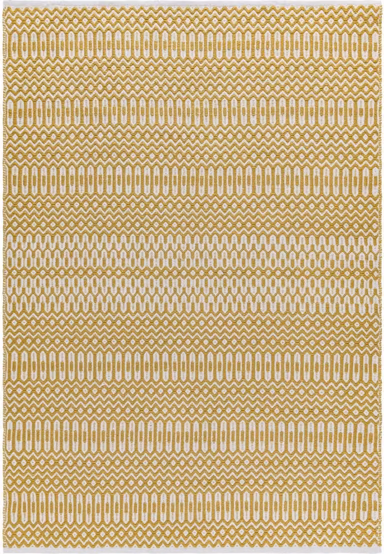 Eazy Living Halsey Mustard Vloerkleed - Rechthoekig - Geel en Wit - Modern - Laagpolig - Voor Buiten en Binnen