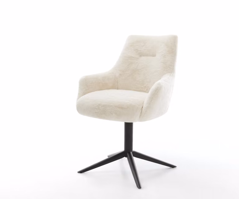 DELIFE Alja-Flex Draaistoel met armleuning, Crème-wit Velvet, 360 graden draaibaar